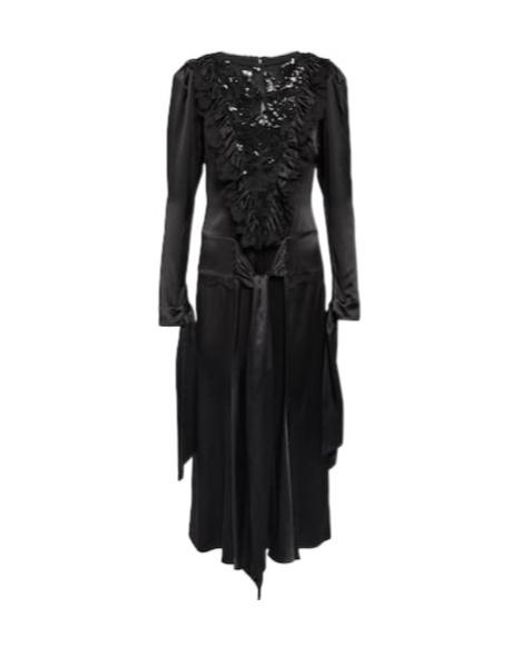 Rodarte Black Embellished Silk-Satin Midi Dress