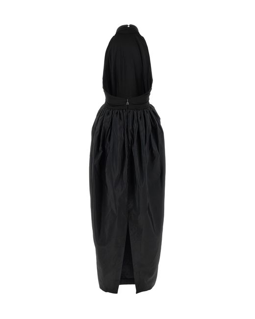 ROTATE BIRGER CHRISTENSEN Black Satin Taffeta Maxi Dress
