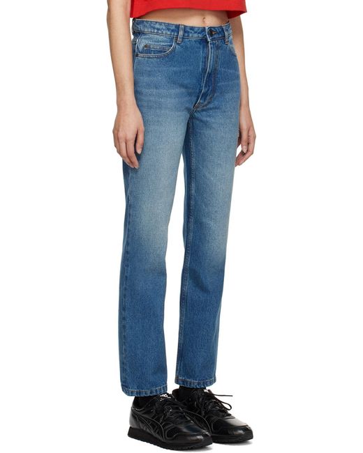 AMI Blue Logo Patch Straight-Leg Jeans