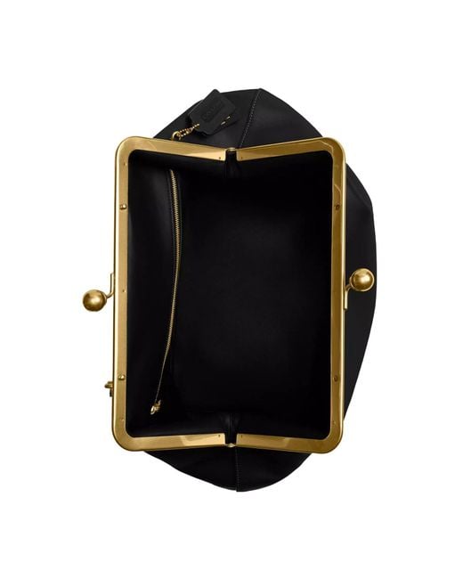 COACH Black Large Kisslock Frame Bag