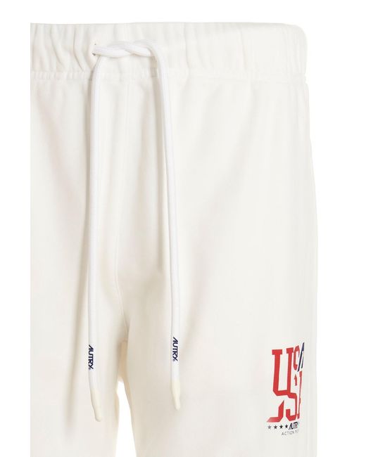 Autry White Logo-Printed Straight-Leg Pants for men