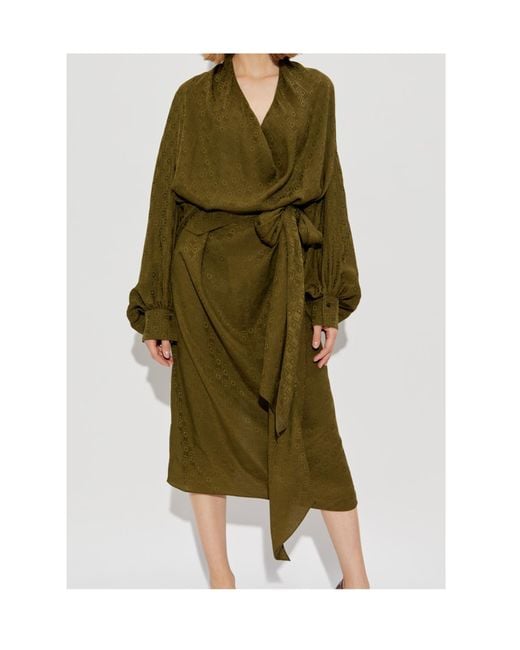 Ferragamo Green Long-Sleeved Dress