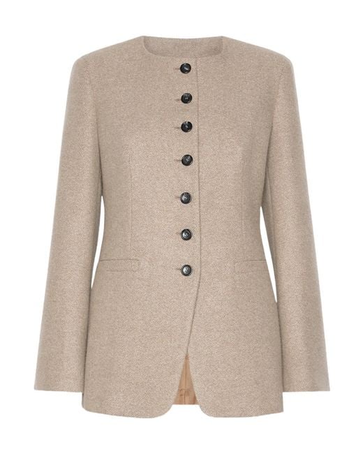 Max Mara Natural Long-Sleeved Crew Neck Jacket