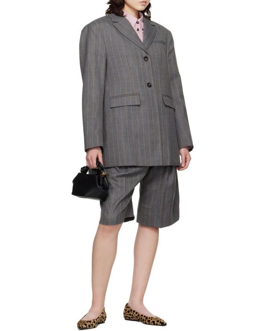 Ganni Gray Striped Blazer