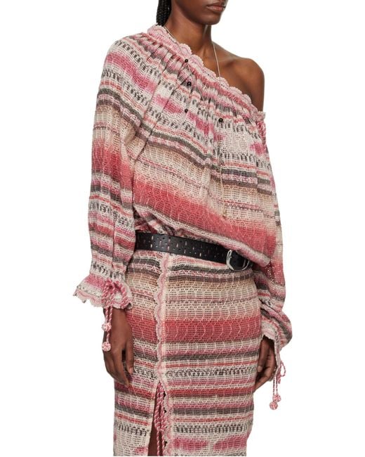 Isabel Marant Red Nalyna Smocked Knit Top