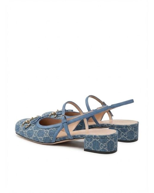 Gucci Blue Horsebit Slingback