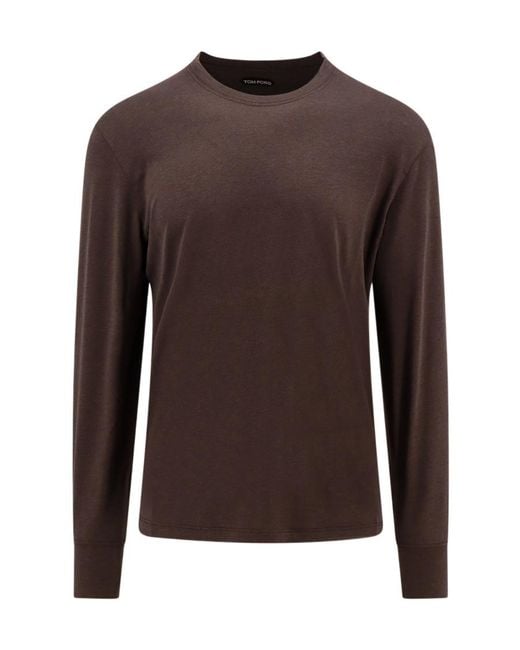 Tom Ford Brown Crewneck Long-Sleeved T-Shirt for men