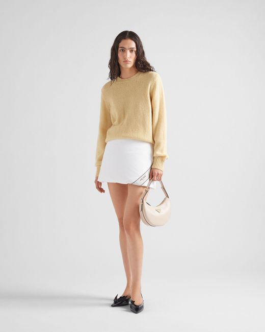 Prada White Arqué Leather Shoulder Bag
