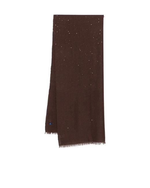 Brunello Cucinelli Brown Diamond-Yarn Sequinned Scarf