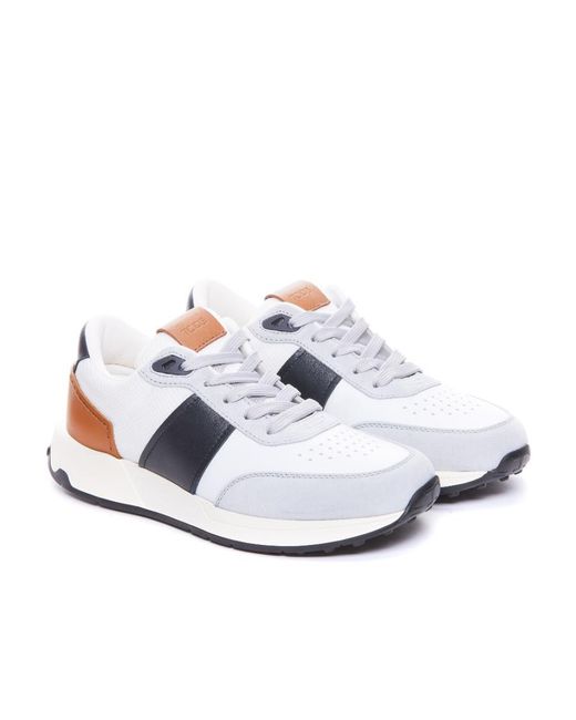 Tod's White Round-Toe Lace-Up Sneakers for men