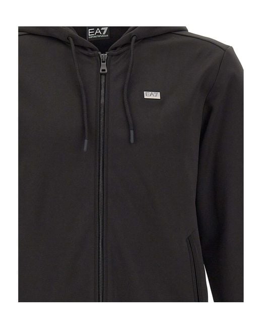 EA7 Gray Hooded Zip-Up Sweatshirt for men
