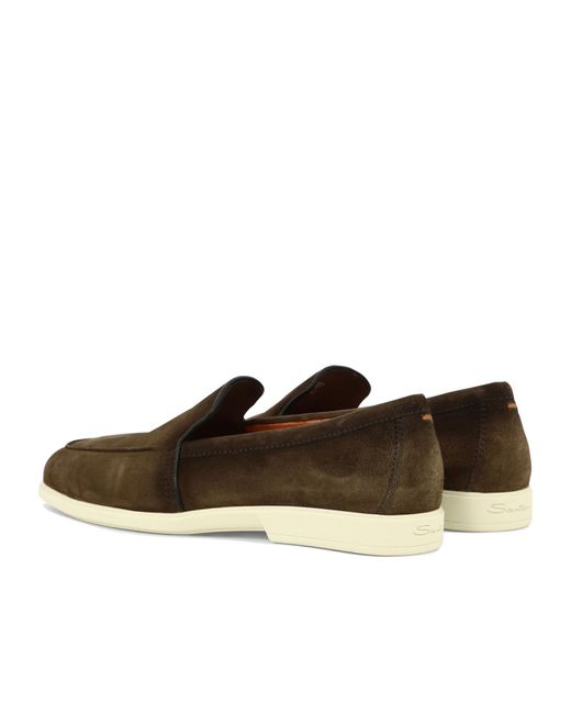 Santoni Brown Round-Headed Love Shoes for men