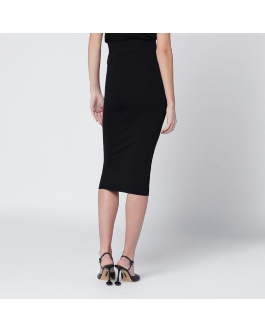 Entire studios Black Ribbed Midi Knitted Skirt