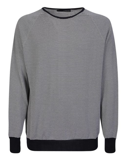 Lardini Gray Horizontal-Striped Long Sleeved Jumper for men