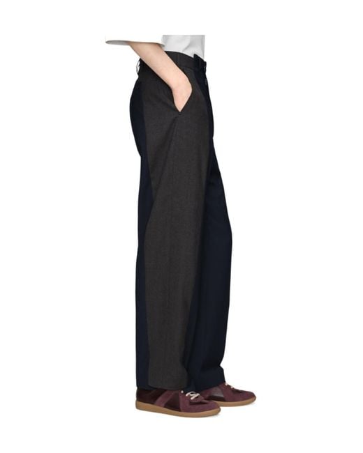 Maison Margiela Blue Two-Tone Wool Trousers for men