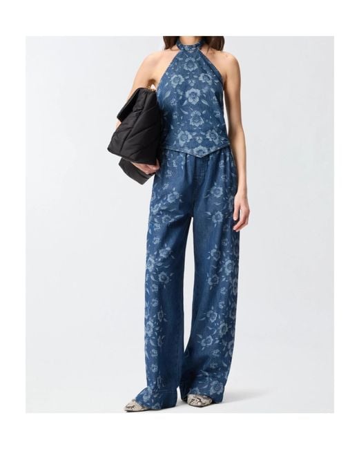Pinko Blue Floral Denim Jeans