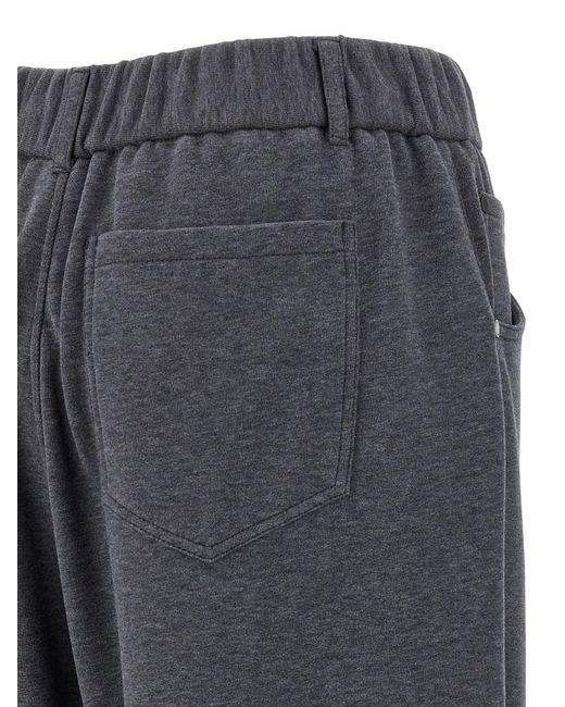Brunello Cucinelli Gray Drawstring Cotton Track Pants