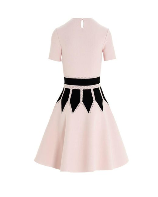 McQueen Pink Round-Collar Short-Sleeve Dress