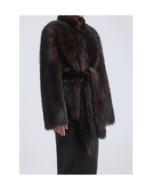 Nour Hammour Black Elsa Ladylike Shearling Coat