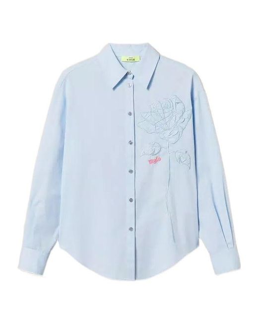 Twinset Blue X Myfo Floral-Embroidered Shirt