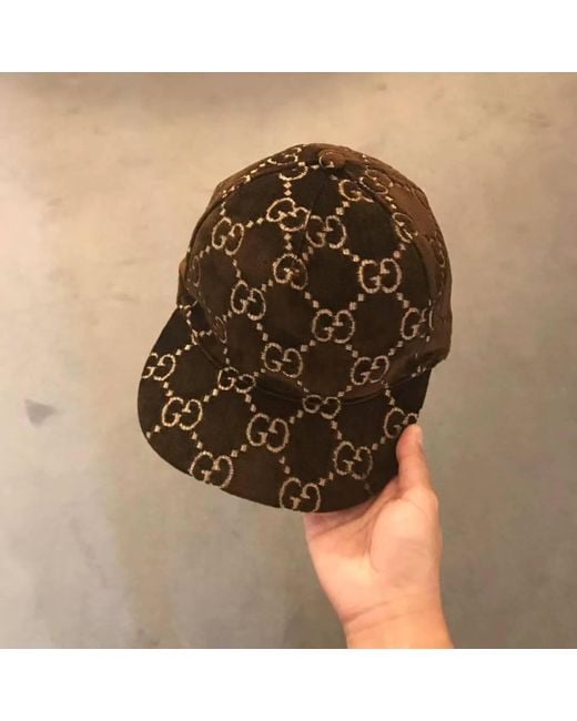 Gucci Gg Velvet Baseball Hat in Brown | Lyst