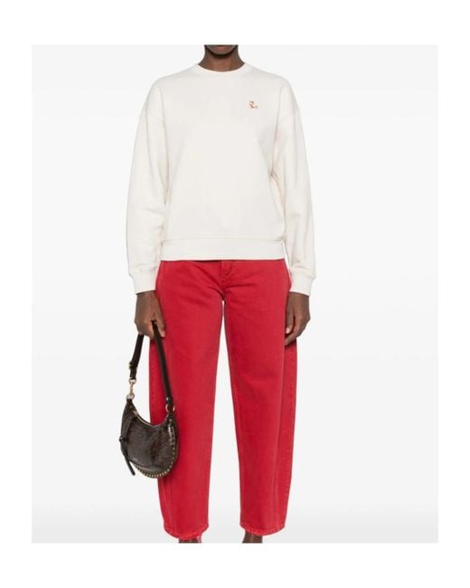 Maison Kitsuné White Long-Sleeve Sweatshirt