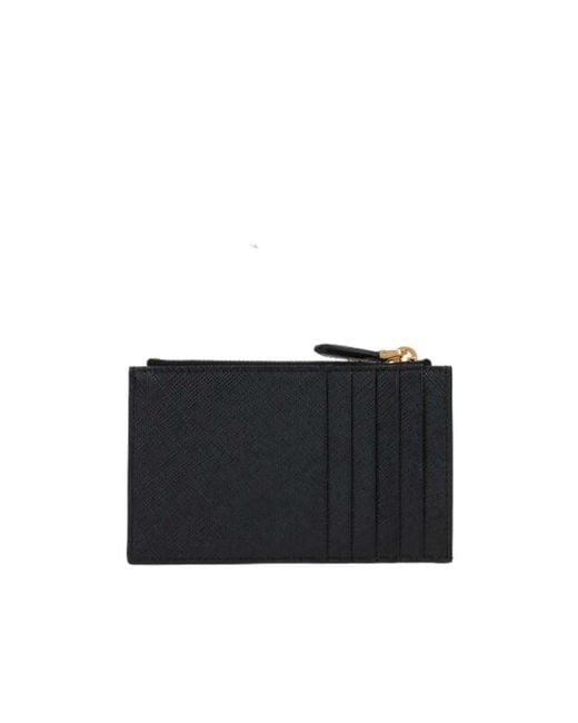 Prada Black Logo-Plaque Leather Wallet