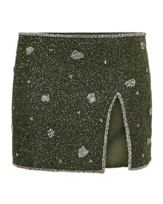 GIUSEPPE DI MORABITO Green Crystal Decorative Midi Skirt