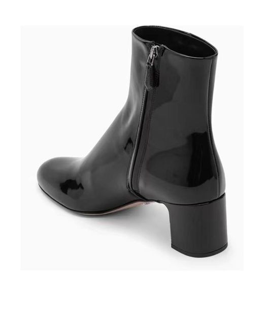 Prada Black Patent-Leather Block-Heel Boots