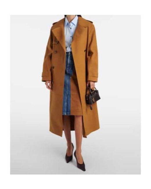 Stella McCartney Blue Faux Suede-Trimmed Denim Midi Skirt