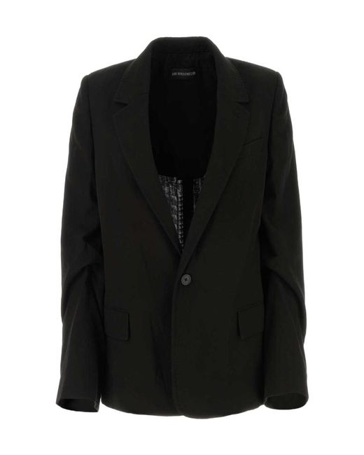 Ann Demeulemeester Black Single-Breasted Blazer