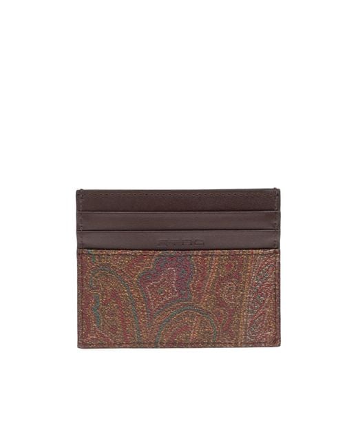 Etro Brown Pegaso Plaque Card Holder