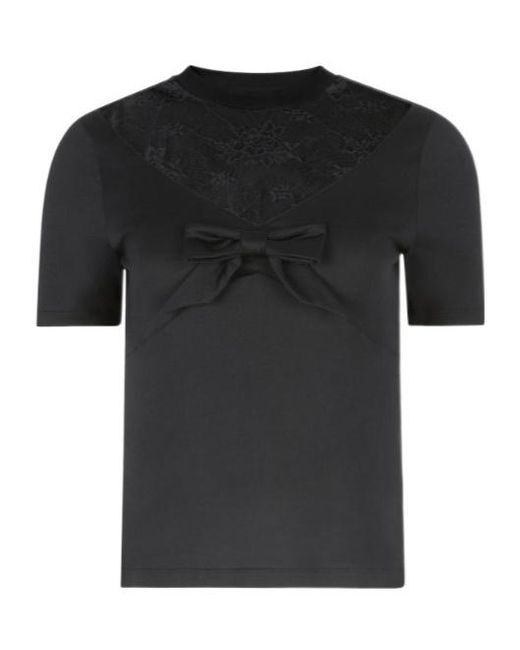 Nina Ricci Black Lace Panel Bow Top
