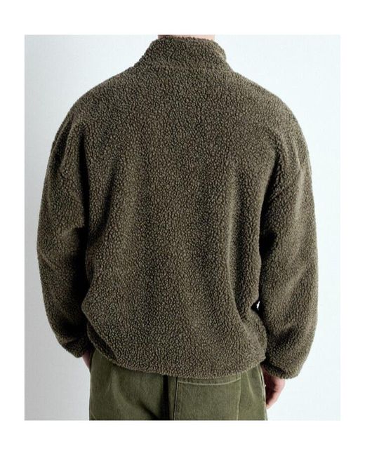 American Vintage Green Logo Patch Fleece Sweater for men
