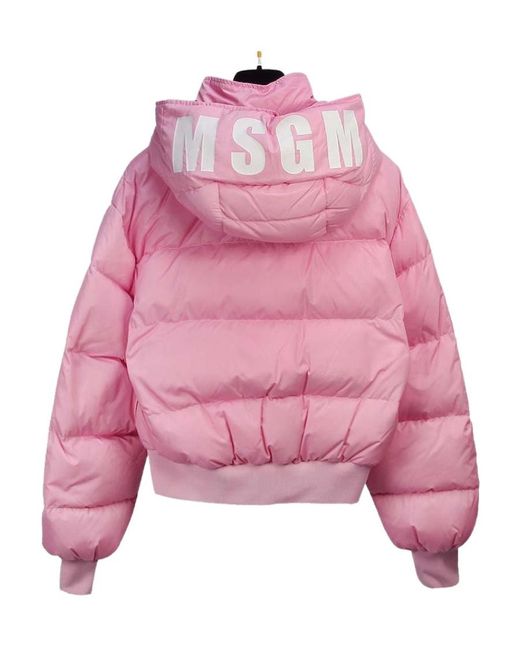 MSGM Pink Hooded Down Jacket