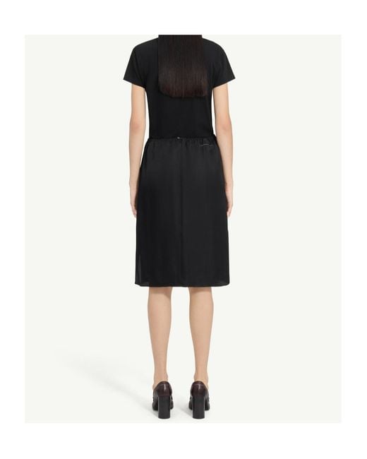 MM6 by Maison Margiela Black Satin Midi Skirt