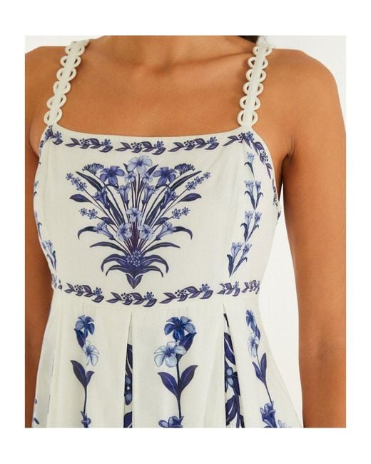 Farm Rio White Floral Maxi Dress