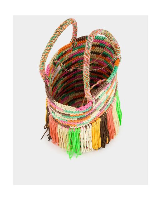 Sensi Studio Multicolor Baby Fringed Woven Tote Bag