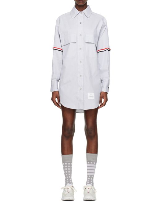 Thom Browne Blue Rwb Striped Longline Button-Up Shirt