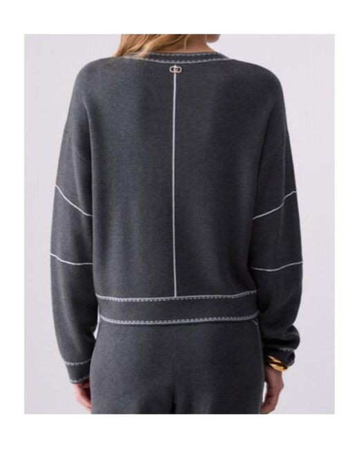 Liu Jo Gray Sweater With Stitching