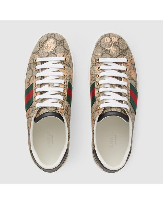 Gucci Brown Ace Berry-Print Sneakers