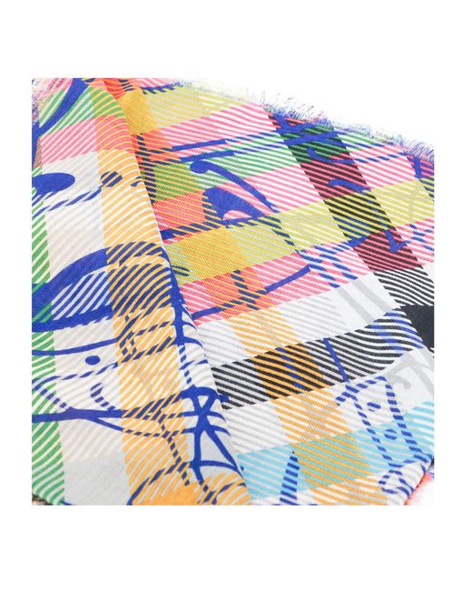 Vivienne Westwood White Multi-Check Tartan Scarf