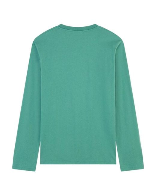 Maison Kitsuné Green Maison Kitsuné Fox Head Patch Long-Sleeved T-Shirt for men