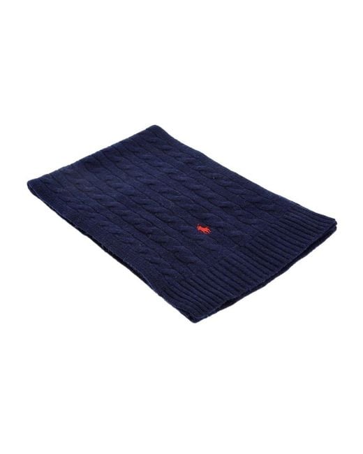 Polo Ralph Lauren Blue Pony Pattern Knitted Scarf