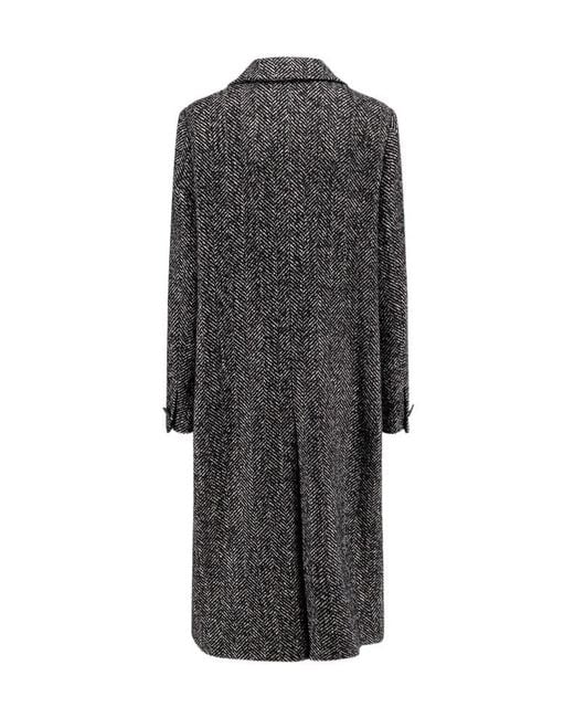 Tagliatore Black Amanda Herringbone Wool Coat
