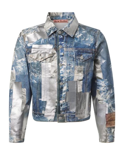 Acne Blue Printed Denim Jacket for men