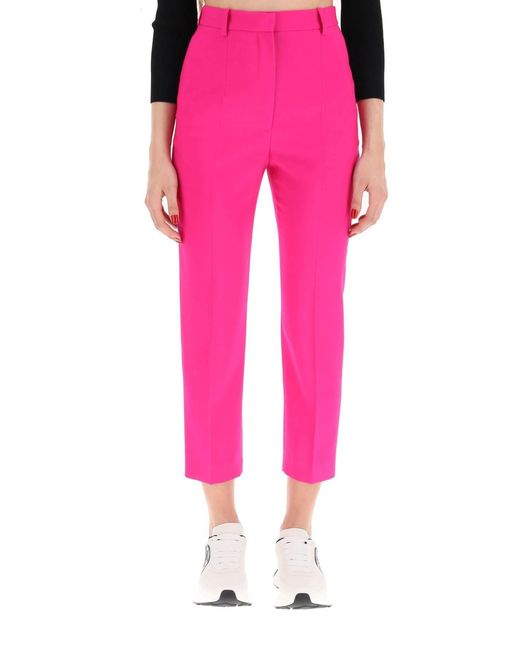 McQueen Pink High-Waist Cropped Trousers