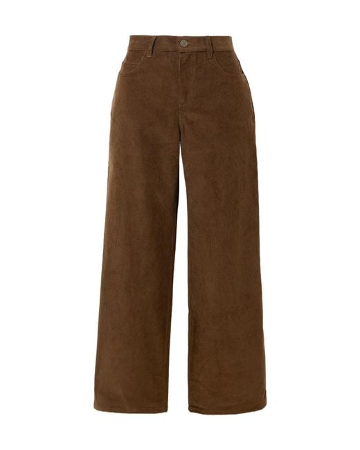 LeKasha Brown Vicence Cotton-Corduroy Wide-Leg Pants