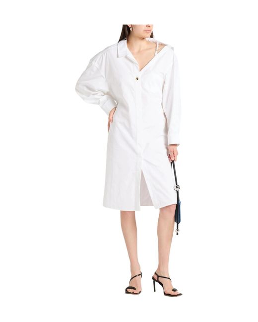 Jacquemus White Solid-Color Shirt Dress