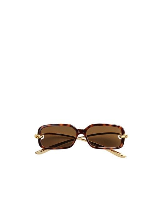 Bottega Veneta Brown Knot Rectangular Sunglasses